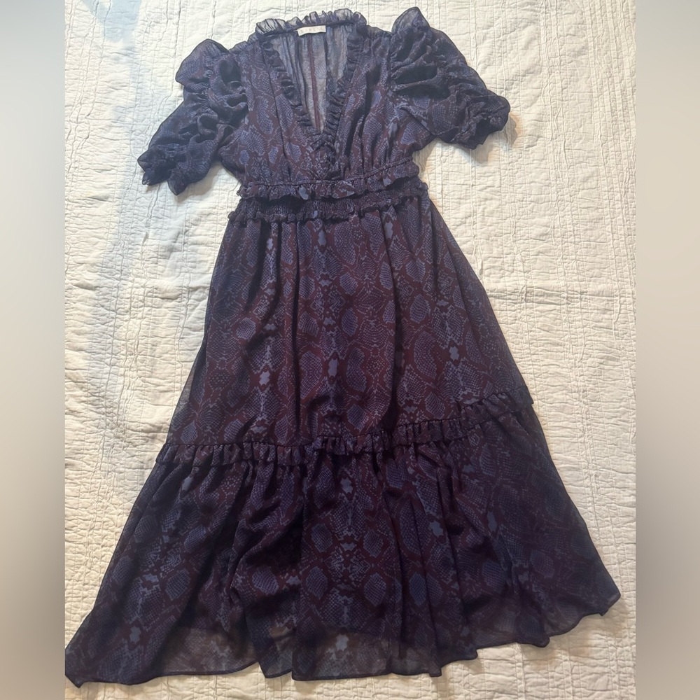 Karlie Jewel Tone Snakeskin Midi Dress